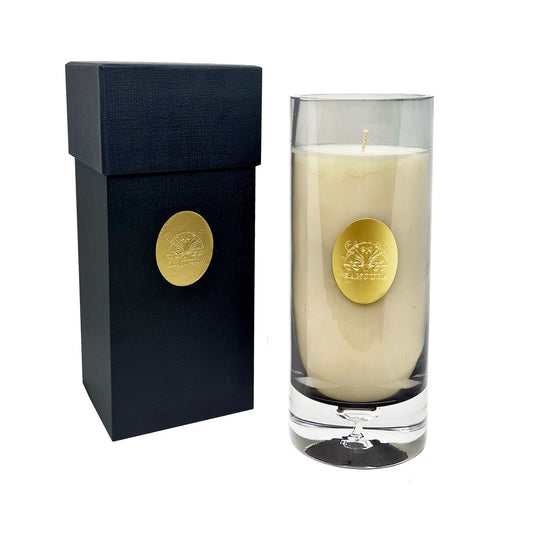 LUXURY WHITE CYLINDER GLASS CANDLE
